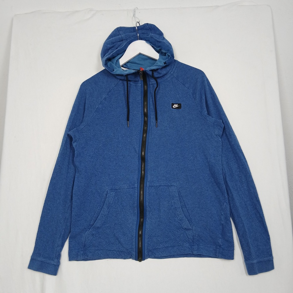 Nike Sportswear Mens Blue Full Zip Hoodie Textured Knit 832166-457 Size M